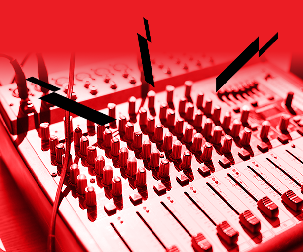 image of sound mixer on red background